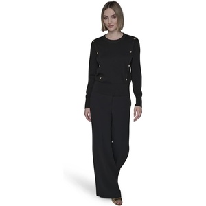 image:imageKarl Lagerfeld Womens Long Sleeve Crewneck Cropped Essential SweaterBlack