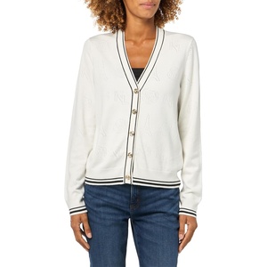 image:imageKarl Lagerfeld Womens Long Sleeve Delicate Sweater with Classic Karl Theme EmbroiderySoft WhiteBlack