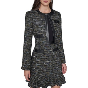 image:imageKarl Lagerfeld Womens Long Sleeve Embellished Tweed Cropped JacketBlack MultiBlack