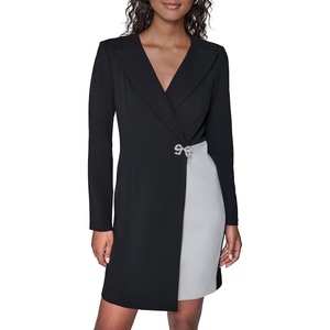 image:imageKarl Lagerfeld Womens Long Sleeve Scuba Crepe Blazer DressBlackSoft White