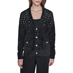 image:imageKarl Lagerfeld Womens Long Sleeve VNeck Bejewled Cardigan SweaterBlack