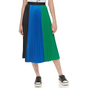 image:imageKarl Lagerfeld Womens Midi Colorblock Pleated SkirtBlkBl LltLsh Mdw