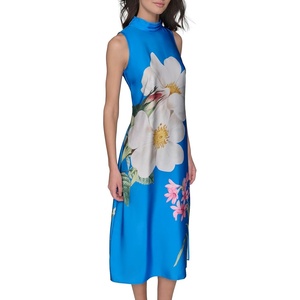 image:imageKarl Lagerfeld Womens Mock Neck Sleeveless Midi Sheath DressFrench Blue Pink Sherbet Multi
