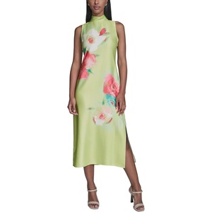 image:imageKarl Lagerfeld Womens Mock Neck Sleeveless Midi Sheath DressTea Green Multi