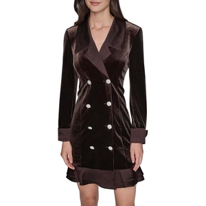 image:imageKarl Lagerfeld Womens Novelty Button Collared Blazer Mini DressEspresso