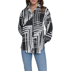 image:imageKarl Lagerfeld Womens Oversized Printed BlouseBlackSoft White Combo