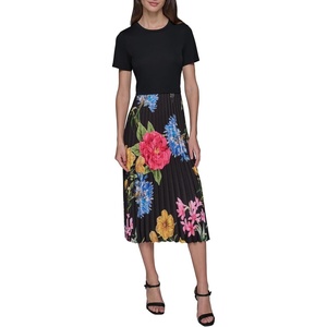 image:imageKarl Lagerfeld Womens Printed Pleated Satin Shirt DressBlack Multi