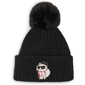 image:imageKarl Lagerfeld Womens Sassy Choupette Faux Fur Pom BeanieBlack