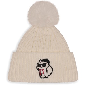 image:imageKarl Lagerfeld Womens Sassy Choupette Faux Fur Pom BeanieIvory