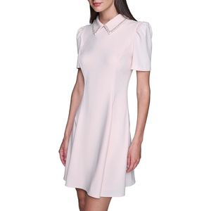 image:imageKarl Lagerfeld Womens Short Puff Sleeve Embellished Collar Aline Mini DressRose