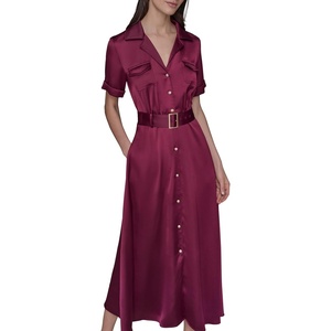 image:imageKarl Lagerfeld Womens Short Sleeve Buttons Down Front ShirtdressWine