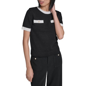 image:imageKarl Lagerfeld Womens Short Sleeve Classic Tailored Polished SweaterSoft WhiteBlack
