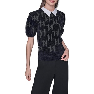 image:imageKarl Lagerfeld Womens Short Sleeve Collared Neck Puff Sleeve Logo SweaterBlack