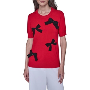 image:imageKarl Lagerfeld Womens Short Sleeve Crew Neck 3D Bows SweaterAdmiralBlack