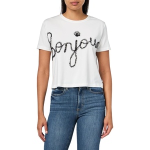 image:imageKarl Lagerfeld Womens Short Sleeve Crew Neck Bonjour Motif TShirtSoft White