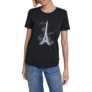 image:imageKarl Lagerfeld Womens Short Sleeve Crew Neck Eiffel Tower Logo TShirtBlack