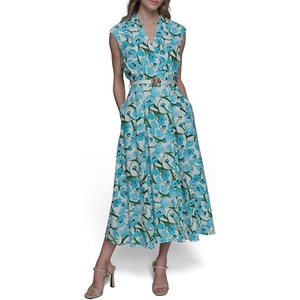image:imageKarl Lagerfeld Womens Short Sleeve Multifunctional Shirt DressBlue Hydrangea Combo
