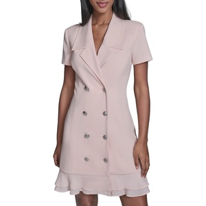image:imageKarl Lagerfeld Womens Short Sleeve Notch Collar Scuba Crepe Blazer Dress with Flounce HemPearl Blush