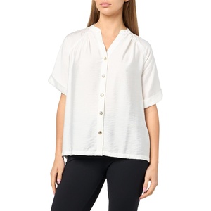 image:imageKarl Lagerfeld Womens Short Sleeve Slub Rayon Casual Light Weight BlouseSoft White