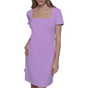 image:imageKarl Lagerfeld Womens Short Sleeve Square Neck Bow Embellished Shift Mini DressIris