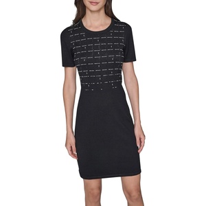 image:imageKarl Lagerfeld Womens Short Sleeve Stretchy Sweater DressBlack