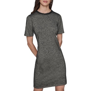 image:imageKarl Lagerfeld Womens Short Sleeve Stretchy Sweater DressBlackGold Lurex