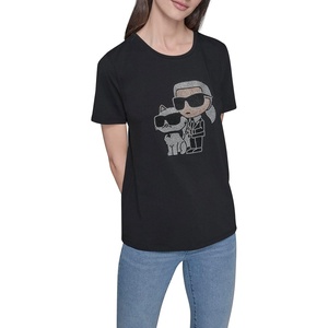 image:imageKarl Lagerfeld Womens Short Sleeve Trendy Bling Logo Choupette TShirtBlack