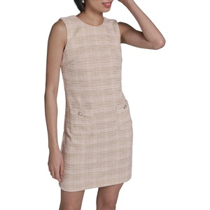 image:imageKarl Lagerfeld Womens Sleeveless Round Neck Aline Tweed Mini DressTaupeSoft White