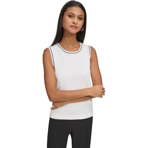 image:imageKarl Lagerfeld Womens Sleeveless Round Neck Knit BlouseSoft White
