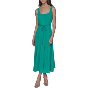 image:imageKarl Lagerfeld Womens Sleeveless Scoop Neck Belted Aline Midi DressVivid Green
