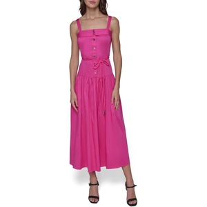 image:imageKarl Lagerfeld Womens Sleeveless Square Neck Drope Waist Maxi Dress with Rope BeltBright Fuschia