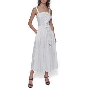 image:imageKarl Lagerfeld Womens Sleeveless Square Neck Drope Waist Maxi Dress with Rope BeltSoft White