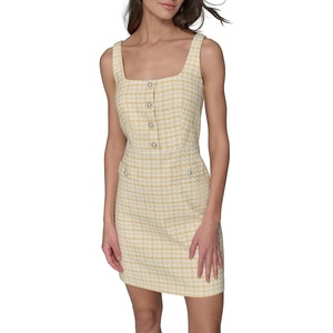 image:imageKarl Lagerfeld Womens Sleeveless Square Neck Tweed Aline Mini DressFresia YellowSoft White