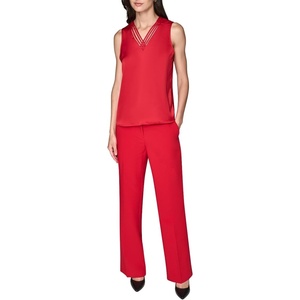 image:imageKarl Lagerfeld Womens Sleeveless Strappy VNeck Woven BlouseAdmiral Red