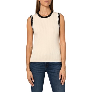 image:imageKarl Lagerfeld Womens Sleeveless Sweater with Classic Karl Logo ArmholesBisqueBlack