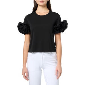 image:imageKarl Lagerfeld Womens Soft Crew Neck Essential Ruffle Sleeve TShirtBlack
