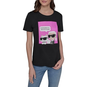 image:imageKarl Lagerfeld Womens Soft Everyday Logo Casual TShirtBlackPink