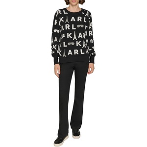 image:imageKarl Lagerfeld Womens Soft Everyday SweaterBlackSoft WhiteSilverGunmental