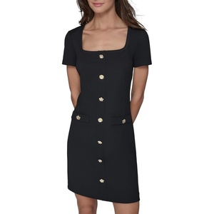 image:imageKarl Lagerfeld Womens Square Neck Shortsleeve Above The Knee Shift DressBlack