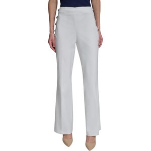image:imageKarl Lagerfeld Womens Straight Leg Sailor Buttons Cotton Twill PantSoft White