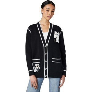 image:imageKarl Lagerfeld Womens Varsity Cardigan Sweater with Karl Logo PatchesBlack