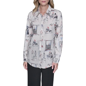 image:imageKarl Lagerfeld Womens Whimsical Paris Scene Trendy BlouseBisque Multi