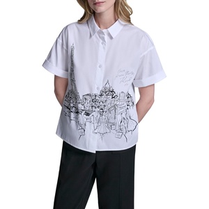 image:imageKarl Lagerfeld Womens Whimsical Paris Scene Trendy BlouseWhite