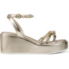 image:imageKARL LAGERFELD Womens Clemons Ankle Strap Wedge SandalWhite Gold