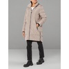 image:imageKARL LAGERFELD Womens Full Length Puffer JacketKnit Cuff Hooded Sand