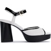 image:imageKARL LAGERFELD Womens Hallet Platform Block Heel With Ankle StrapBright WhiteBlack