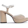 image:imageKARL LAGERFELD Womens Hallet Platform Block Heel With Ankle StrapNudeWhite