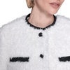 image:imageKARL LAGERFELD Womens Long Sleeve Crew Neck Faux Shearling Jacket With PocketsSoft White