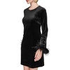 image:imageKARL LAGERFELD Womens Long Sleeve Stretch Velvet Sheath Mini DressBlack