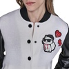 image:imageKARL LAGERFELD Womens Long Sleeve Varsity Logo Patches JacketSoft WhiteBlack